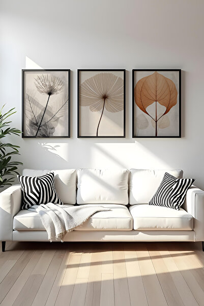 huhuli Ahşap Siyah Çerçeveli 3 Parça Set Tablo huhu481