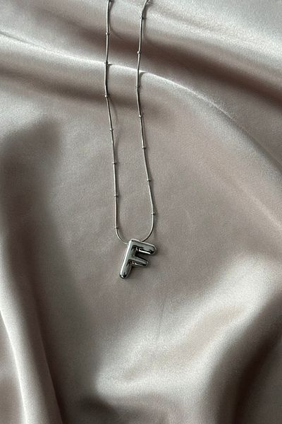 Letrovis Steel Silver Color Bubble Letter "F" Women's Necklace
