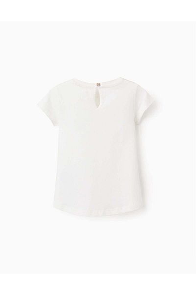 Ziddy Cotton T-shirt for Baby Girls 'Sea, Love, Nazare', White