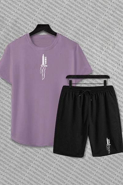 PENTHİLUS - Behind Printed Unisex Shorts T-Shirt Top and Bottom Set