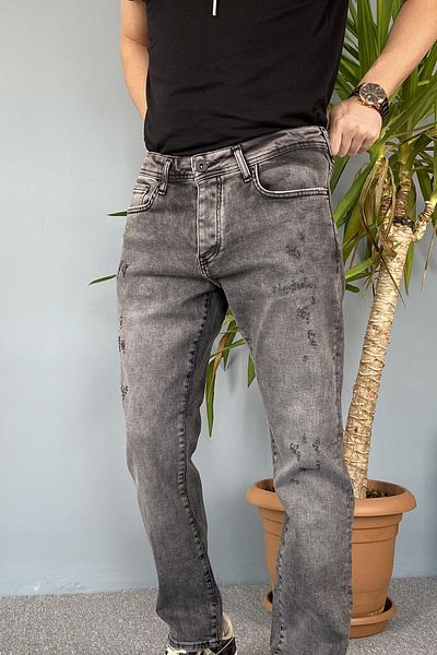 Alışveriş Sokağı Anthracite Ripped Detailed Denim Trousers