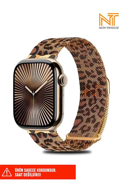 Nezih Case Apple Watch Series 2/3/4/5/6/7/8/9/se 38mm-40mm-41mm حزام معدني شبكي متوافق