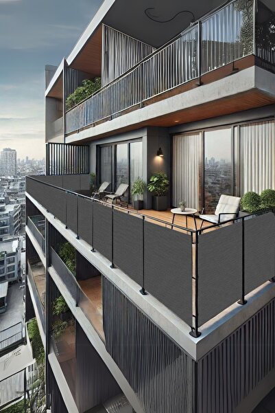 sizenelazım 50cm x 5m  Antrasit  Balkon Bahçe Çit Brandası  Su İtici, UV Koru...