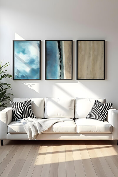 huhuli Ahşap Siyah Çerçeveli 3 Parça Set Tablo huhu470