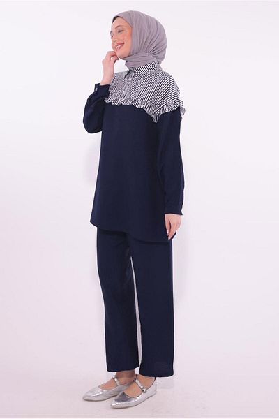 TRENDTESETTÜR Γυναικείο Navy Blue ριγέ παντελόνι T 1274