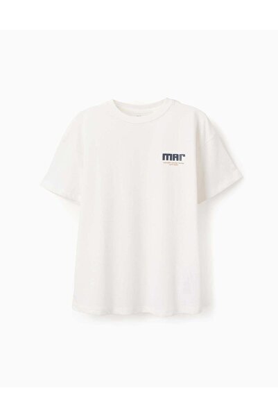 Ziddy Cotton T-shirt for Boys 'Sea', White