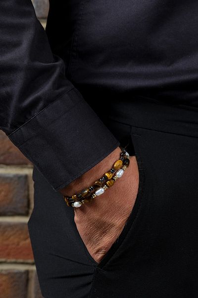 Ssilhoutte Doğaltaş Protection and Nobility: Special Design with Hematite, Pearl and Tiger Eye