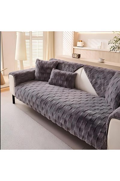 MER HOME Geometric Gilded Rabbit Plush Three-Person Sofa Drink 100X190Cm Size