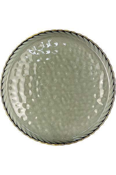 Winds Trading 21cm Decorative Glass Plate, Round Grey Serving Dish for Dining, Catering, Parties