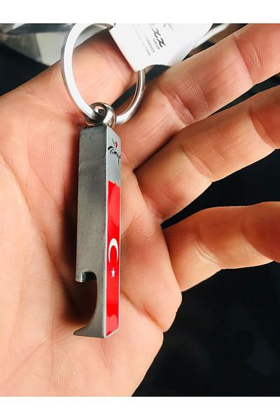 mykhediyevesanatatölyesi Turkish Flag Opener Metal Keychain Stylish and Useful Design
