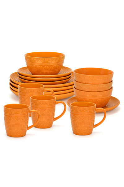 Fissman 16pcs Set of Dinnerware Motif Series  Orange (Ceramic)