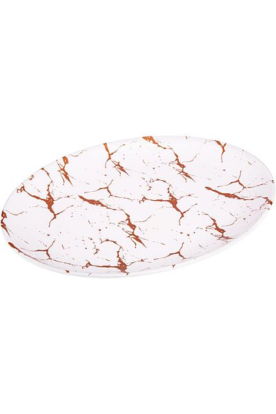 AKDC Melamine Oval Plate L(34cm) xW(44cm) xH(3cm) White And Red