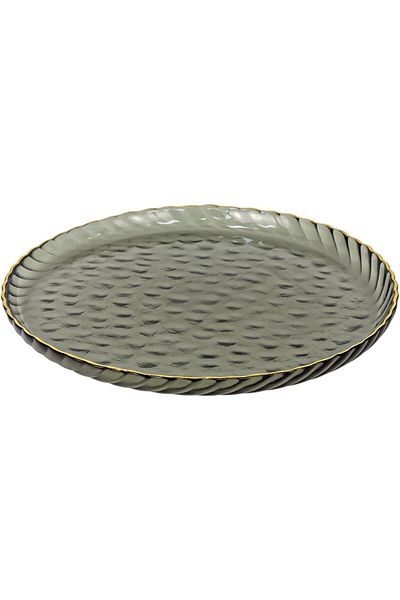 Winds Trading 21cm Decorative Glass Plate, Round Grey Serving Dish for Dining, Catering, Parties