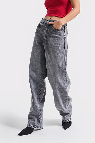 its basic Gray Color Women's 4S5-13 Skater Fit Loose Cut 100% Cotton Denim Jean