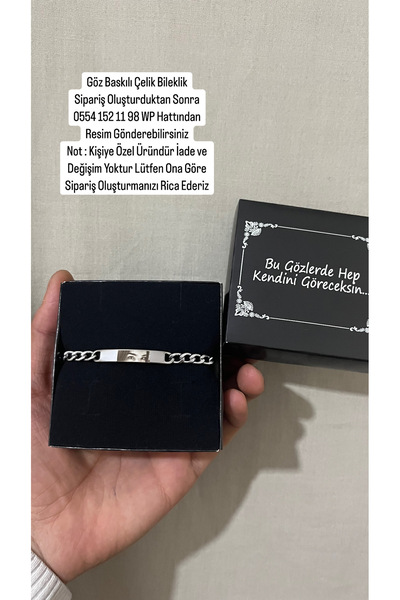 Çelik Göz Baskılı Çelik Bileklik - En Özel Hediye