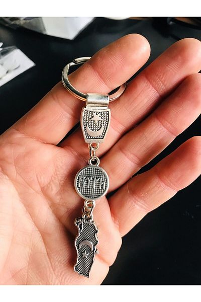 mykhediyevesanatatölyesi Turkish Flag Metal Keychain Stylish and Durable Design