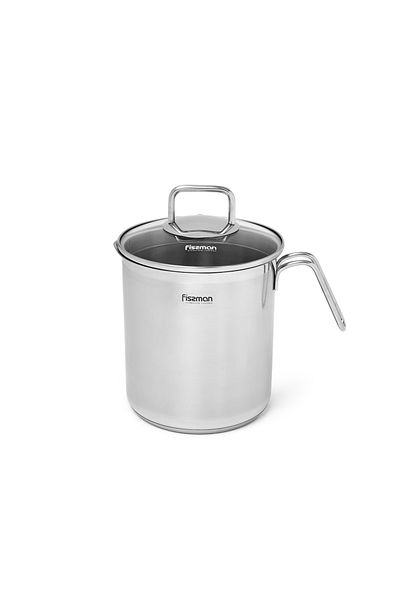 Fissman Asparagus Pot 16cm with Glass Lid and Steamer Basket Silver