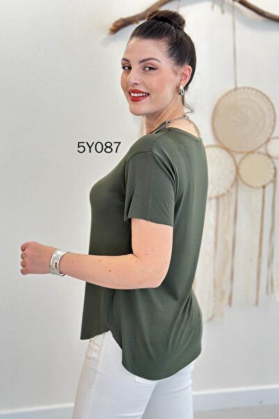 İnce Topuk Crew Neck Bamboo Tshirt 5Y087