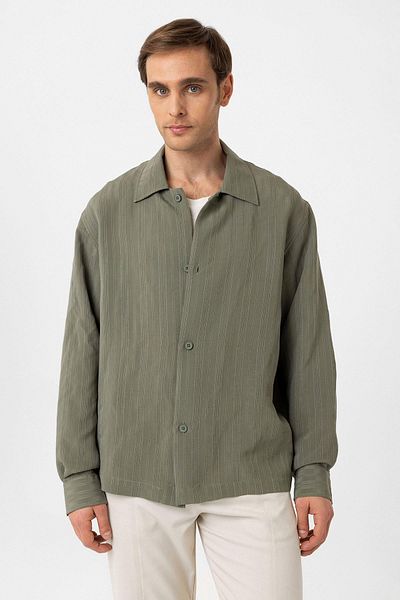 Antioch Khaki Oversize Textured Men's Shirt