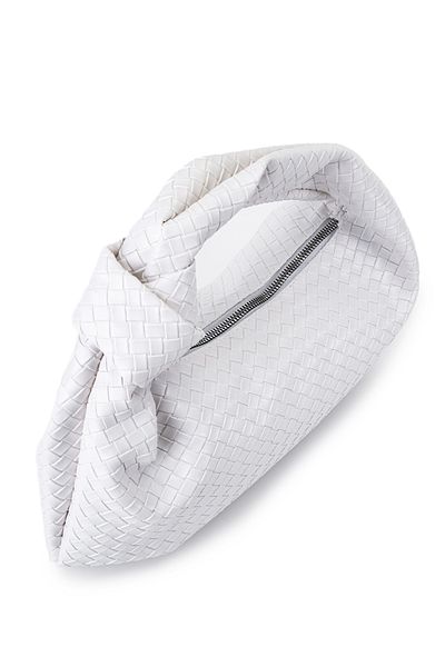 minebag Women's Handbag - Faux Leather, Knitted Pattern Grand White