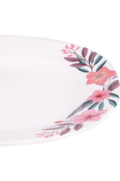 AKDC M/Mine Oval Plate (L 29cm X W 35cm X H 3cm), White And Pink