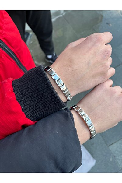 Çelik Nomi Çharmlı Çelik Çift Bilekliği - En Güzel Hediye