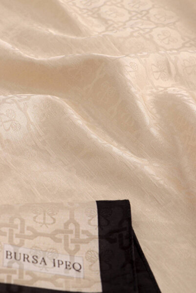 Bursa İpek Μεταξωτό βαμβακερό σάλι με μοτίβο κρέμας πεταλούδας
