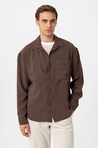Antioch Brown Relax Fit Modal Fabric Men's Shirt