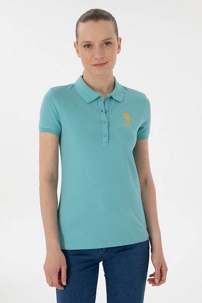 U.S. Polo Assn. تي شيرت نسائي بياقة بولو أساسية بلون النعناع 50280071 -vr090