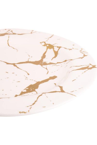 AKDC M/Mine Dinner Plate L(28cm) xW(28cm) xH(2cm) White With Gold