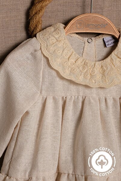 Lamonde %100 Pamuk Yaka Detaylı Elbise