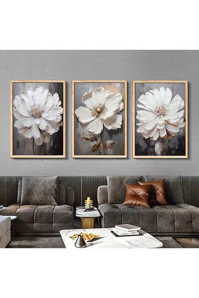 woodhomeworks Ξύλινο πλαίσιο 3 τεμαχίων αφηρημένος πίνακας για το σπίτι Σαλόνι Σαλόνι Υπνοδωμάτιο Διακόσμηση Μπαλκονιού Qmrc45