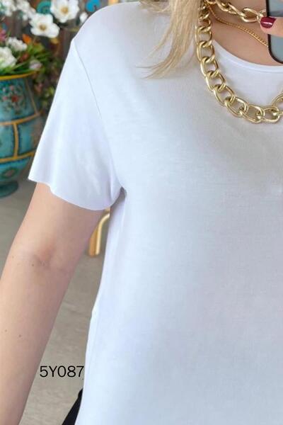 İnce Topuk Crew Neck Bamboo Tshirt 5Y087