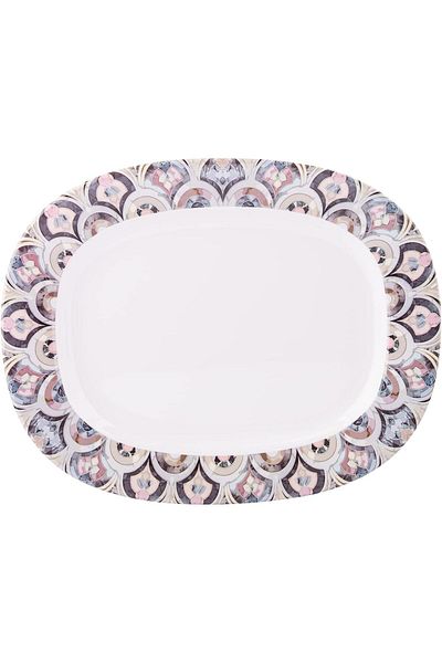 AKDC M/Mine Oval Plate L(25cm) xW(30cm) xH(3cm) White And Brown