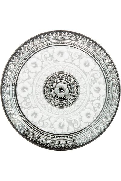 AKDC Srv Antiq Plate Small L(18cm) xW(18cm) xH(2cm) Black And White
