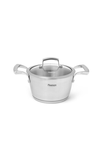 Fissman Stockpot With 18x10cm Glass Lid Millenium Series Stainless Steel Silv...