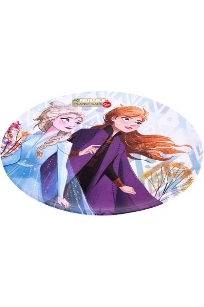 AKDC Round Plate Frozen L(20cm) xW(20cm) xH(1cm) White And Light Blue