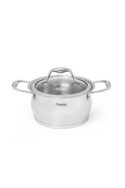 Fissman Casserole with Glass Lid Silver 18cm/2.7LTR Stainless Steel