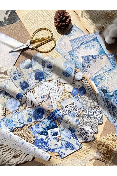 Hume Craft Mavi Temalı Journal Seti 60 Parça Ajanda Planlayıcı Bullet Journal...