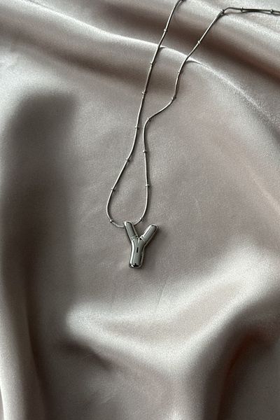 Letrovis Steel Silver Color Bubble Letter "Y" Women Necklace
