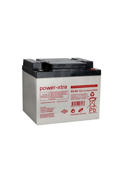 POWER-XTRA PX40-12N - 12V 40 Ah Bakımsız Kuru Akü - F8 (M6 Bolts)