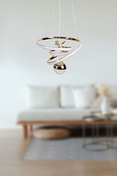 Luzarana Tiago Gold Kaplama Camlı 3 Renkli Ledli Modern Lux Sarkıt Avize