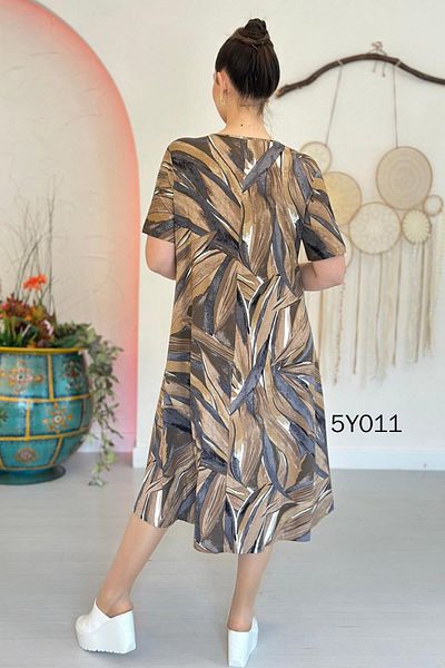 İnce Topuk V-Neck Viscose Combed Dress 5Y011