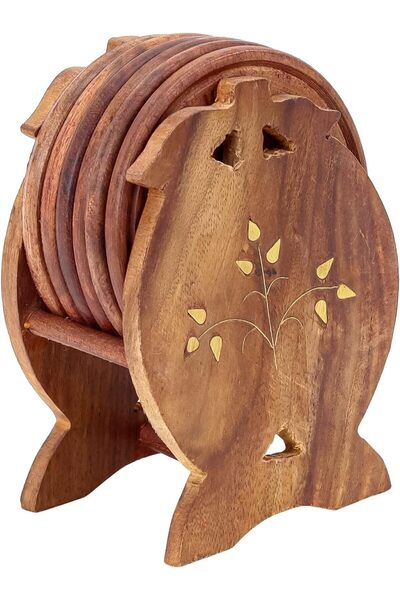 Winds Trading Wooden Coasters for Tea, Coffee, Beer, Tumblers & Glasses, Set ...