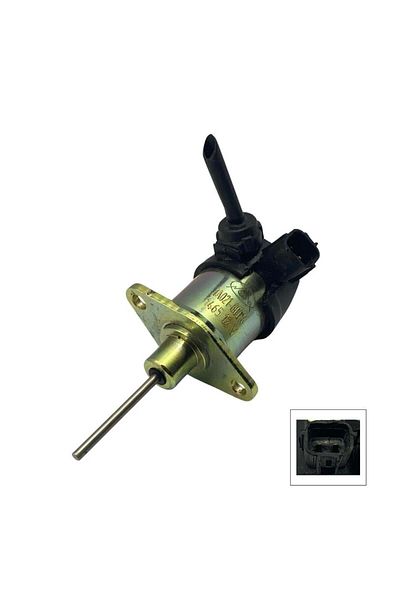 ylz 12v Stop Solenoid - 2 Plug Ear Socket, Long Shaft (Kubota)