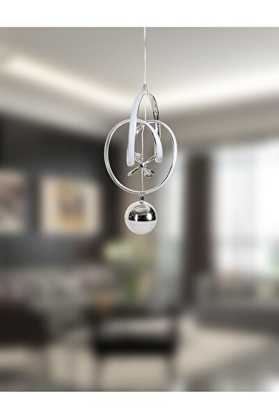 Luzarana Mari Krom Kaplama Camlı 3 Renkli Ledli Modern Lux Sarkıt Avize