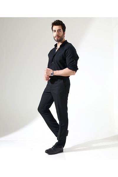 Sunello Men's Regular Fit Patternless Casual Pants