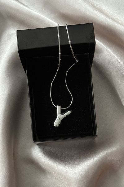 Letrovis Steel Silver Color Bubble Letter "Y" Women Necklace