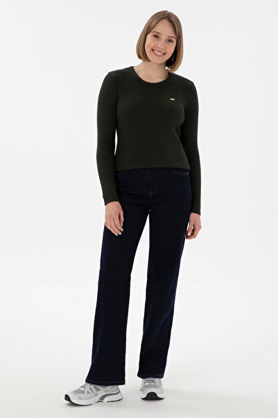 U.S. Polo Assn. Kadın Yeşil Bisiklet Yaka Basic Kazak 50312922-VR054