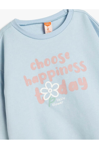 Koton Pamuklu Uzun Kollu Slogan Baskılı Sweatshirt